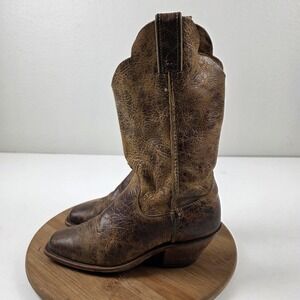 Justin Boots Womens Size 7.5 B Brown Leather Western Cowboy Square Toe BRL122